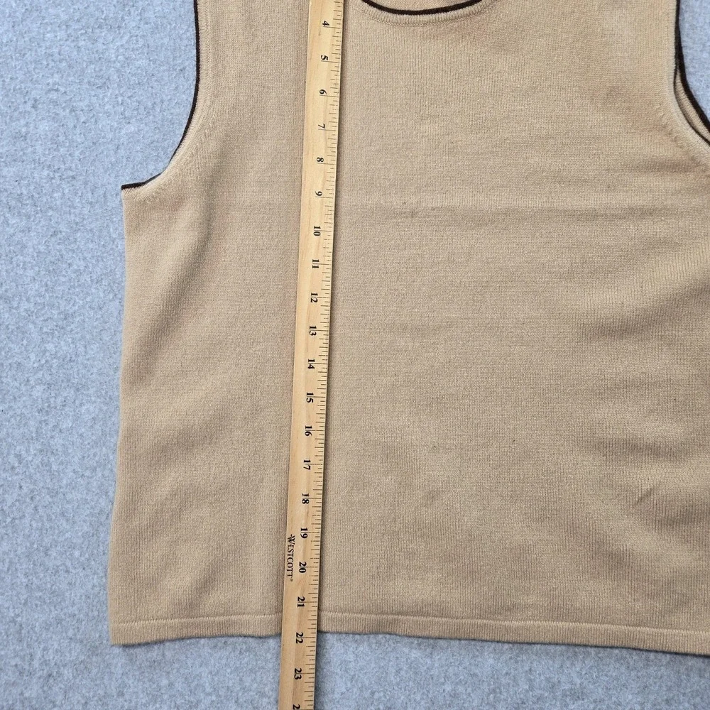 Croft&barrow Sweater Vest Womens L Beige 100% Cashmere Crew Neck‎ Lightweight